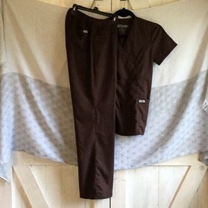Grey’s Anatomy, scrubs 2 pc, brown. Like new.
